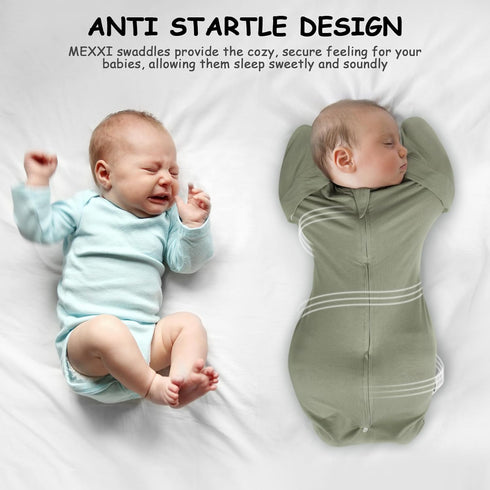 MEXXI Swaddle Baby Sleep Sack with Arms Up, Baby Transitional Swaddle with Double Zipper, 0.5 TOG, 13-19 lbs, M...