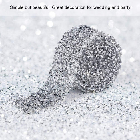 Rhinestone Ribbon, Crystal Decoration Banding Belt Sparkling Ribbon Wrap Roll DIY Accessories with Back Adhesive Glue for Arts Crafts Wedding Birt...