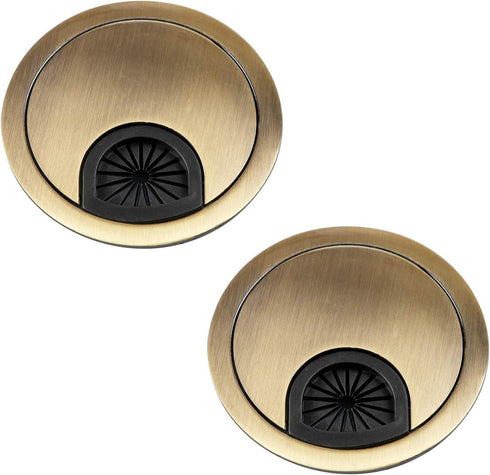 aoozleny Desk Grommet for Wire Organizer,PC Computer Desk Plastic Grommet Cord, Tidy Cable Hole Cover Organizers,2 Pack (53mm, Gold)...