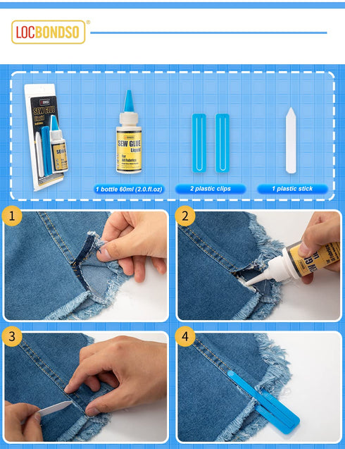1 Min Fast Dry Sew Glue Liquid Quick Bonding Reinforcing Fabric Adhesives DIY Speedy Fix for Denim Cotton Flannel Clothes Tent Curtain Leather Sof...