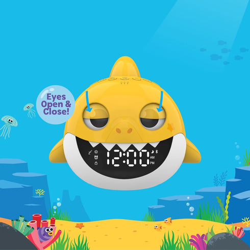Core Innovations Baby Shark Alarm Clock and Bluetooth Speaker, Yellow...
