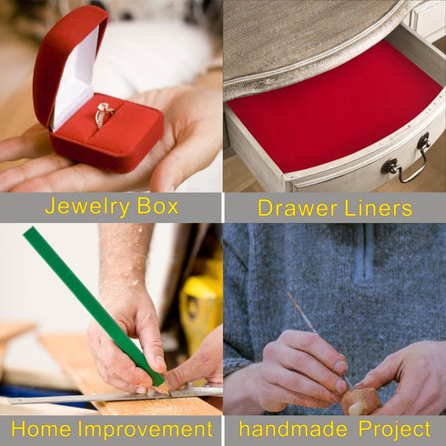 COLOURFUL US Red Self Adhesive Velvet Fabric Sticky Felt Sheets for Art & Crafts, Jewelry Box, Drawer Liners- 2PCS x (17.3 inch x 39.3 inch)...