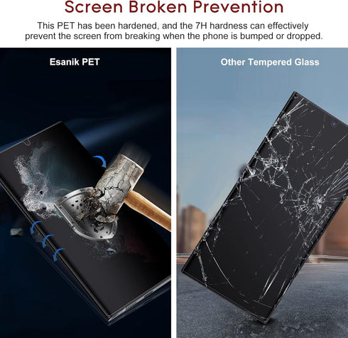 Esanik [2+2Pack Privacy Screen Protector for Samsung Galaxy S23 Ultra 6.8-inch Anti Spy PET Film(NOT Glass) with Easy Installation Frame + Camera ...
