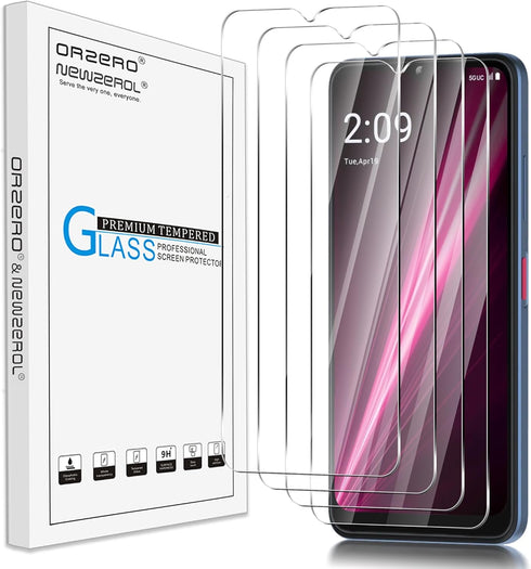 Orzero (4 Pack) Compatible for T-Mobile REVVL 6x 5G / REVVL 6 5G Tempered Glass Screen Protector, Protector De Pantalla 2.5D Arc Edges 9H HD Bubbl...