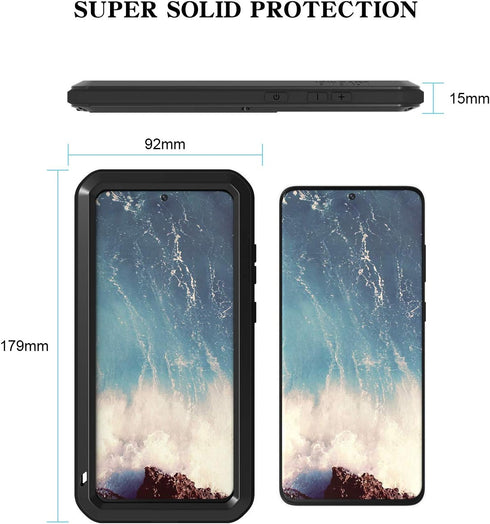 LOVE MEI Samsung Galaxy S20 Plus 5g 6.7 inch Case with Tempered Glass Screen Protector, Shockproof Scratch Proof Hybrid Metal and Silicone Gel Hea...