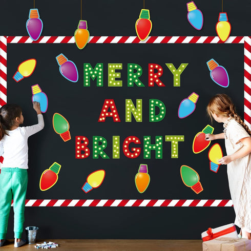 Christmas Cutouts Xmas Bulb Classroom Bulletin Board Decorations Merry Christmas Party Supplies for Toddler Kids Students Classroom Decors...