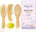 Baby Brush Set for Newborn - Baby Hair Brush with Soft Goat Hair Bristles - Wooden Toddler Hair Brush with Baby Comb, Massage Brush & Cradle Cap B...