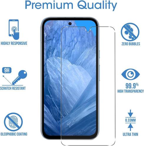 amFilm 3+1 Pack for Google Pixel 8A Screen Protector Tempered Glass, Ultrasonic Fingerprint Compatible, with Easy Installation Frame, Anti Scratch...