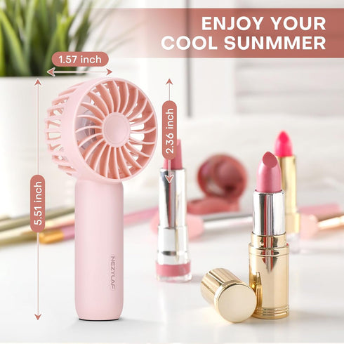 Nezylaf Mini Handheld Fan,Portable Fan Rechargeable with 3 Speeds,Travel Essential Summer Accessory for Women: Hand fan for, Makeup, Eyelash, and ...