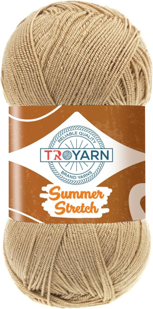 Summer Stretch (2-Skeins) Silky Effect HandKnitting Crochet 100% Elastic Microfiber Acrylic Bikini Yarn 2x100gr (2x438yds)(114368-Light Beige)......