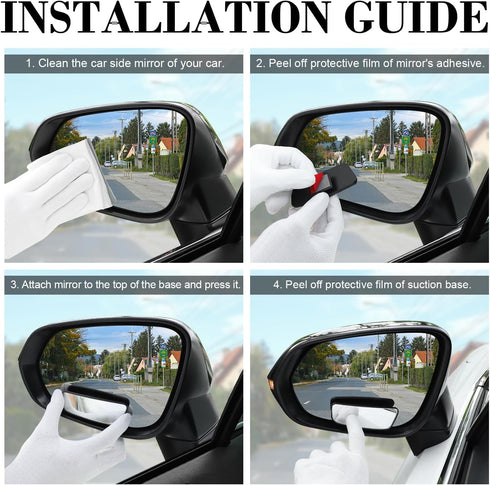 Livtee Framed Rectangular Blind Spot Mirror, HD Glass and ABS Housing Convex Wide Angle Rearview Mirror with Adjustable Stick for Universal Car (2...
