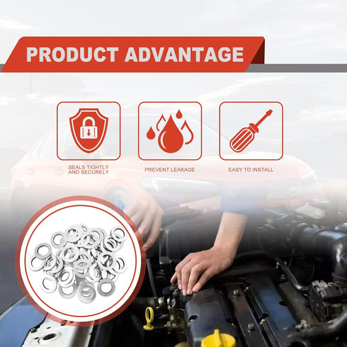 50PCS Aluminum Engine Oil Drain Plug Washer Gaskets 94109-14000 Compatible with Honda Part...