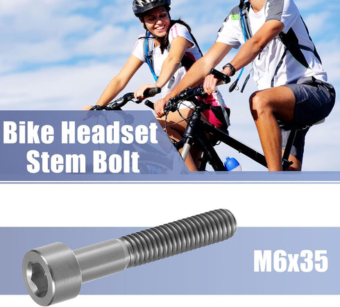 uxcell Titanium Tone Universal M6x35 Bike Stem Bolt Bicycle Bike Headset Stem Bolt Bike Bicycle Accessory...