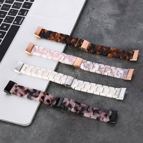Wongeto Resin Bands Compatible for Fitbit Charge 6 /Charge 5 Band,Women Men Resin Replacement Wristband Strap Blacelet for Fitbit Charge 6 (Pink F...