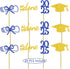 Blue Graduation Cupcake Toppers Party Decorations Glitter Hat Congrats Cake Picks Supplies 24 Pack...