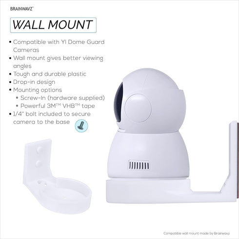 Wall Mount for YI Dome Guard Pet & Baby Indoor Camera, Easy to Install Adhesive Holder Bracket, Reduce Blind Spots & Clutter, Adhesive & Screw-in ...