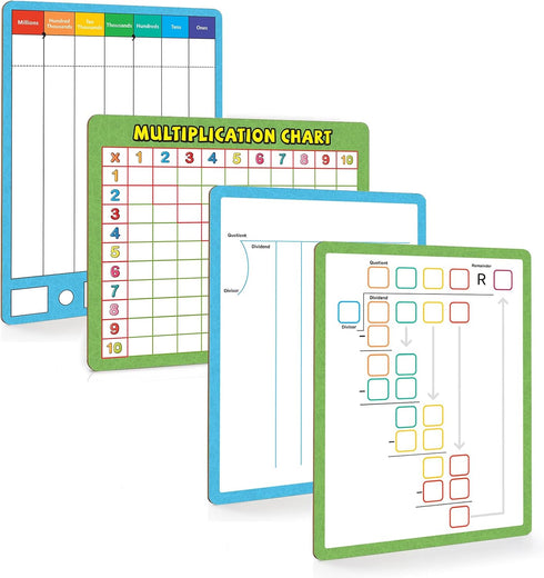 Dry Erase Division & Multiplication Chart White Board 9" x 12", Double Side Table Math Manipulatives Lapboard for Kids Students Classroom Home (Mu...