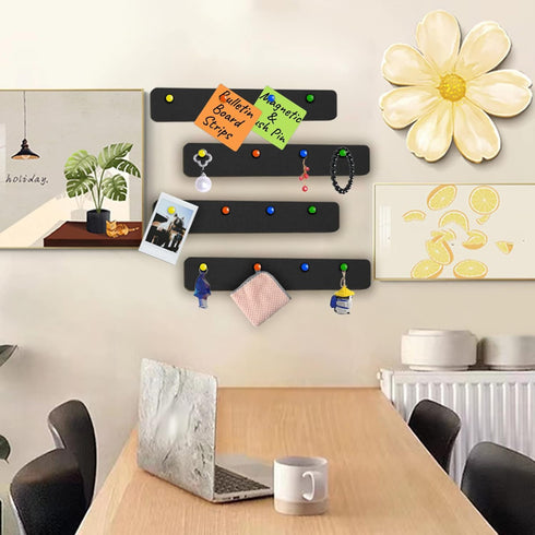 Bulletin board, Jeethemy Felt Pin Board Bar Strips, Self Adhesive Cork Boards for Walls with 35 Push Pins for Bedrooms Offices Home Decoration,5 P...