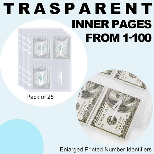 100 Envelope Challenge Binder,Savings Challenge Book - Easy & Fun Way to Save $5,050 Challenge Book Savings Challenges Budget Book Binder with Cas...