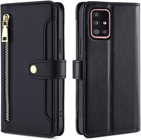 Asuwish Phone Case for Samsung Galaxy A51 5G/A 51 5G UW Verizon Wallet Cover and Screen Protector Zipper Leather Flip Credit Card Holder Slot Stan...