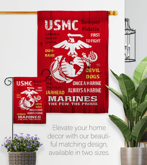 Breeze Decor USMC Armed Forces Marine Corps Semper Fi United State American Military Veteran Retire Official House Decoration Banner Small Yard Gi...