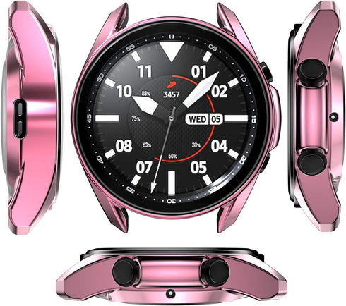 Compatible with Samsung Galaxy Watch 3 41mm 45mm Case,Soft TPU Fashion Plated Metal Color Frame Shock Resistant Proof Cover Protective Protector S...
