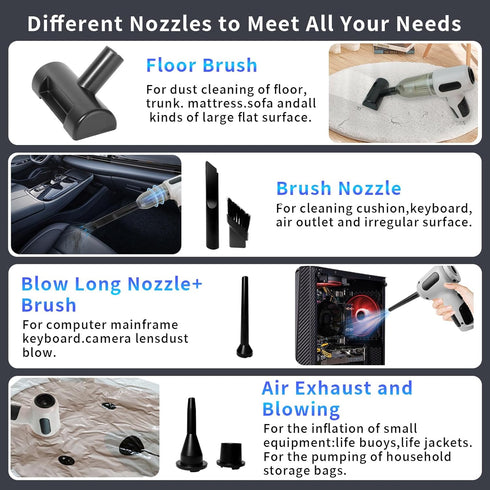Handheld Car Vacuum Cleaner, 12000PA Mini Vacuum Cleaner Cordless with Brushless Motor, 4 in 1 Rechargeable High Power Portable Car Vacuum for Car...