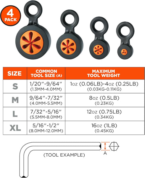 Hand Tool Attachment Slips, Easy Slide On Design, Connects to Tool Lanyards, Squids 3740, Variety Pack, 4-Pack,Black & Orange...