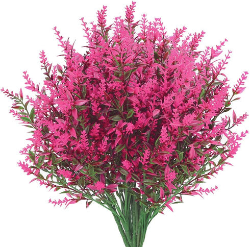 GREENRAIN 8 Bundles Artificial Lavender Flowers Outdoor Fake Flowers for Decoration UV Resistant No Fade Faux Plastic Plants Garden Porch Window B...
