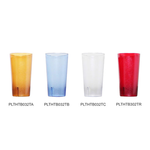 32 oz. (Ounce) Restaurant Tumbler Beverage Cup, Stackable Cups, Break-Resistant Commerical Plastic, Set of 4 - Blue...