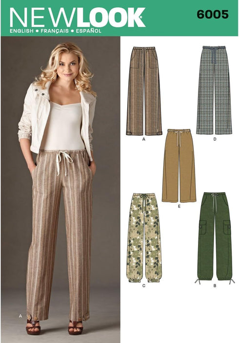 New Look Sewing Pattern 6005 Misses' Pants, Size A (10-12-14-16-18-20-22), White...