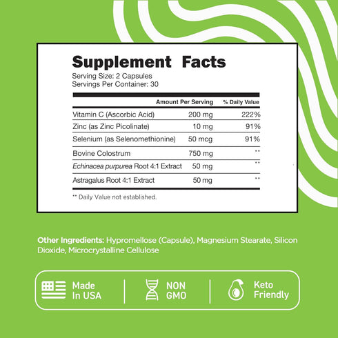 Vital Vitamins Colostrum Supplement - Grass-Fed Bovine Colostrum from First Milking - Standardized to Contain 30% IgG Immunoglobulins - Supports I...