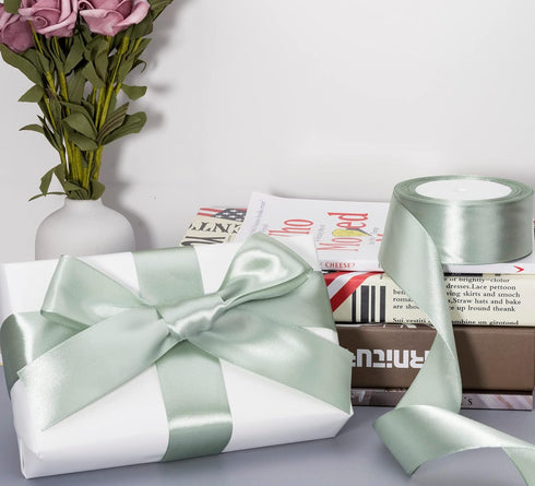 ATRBB 25 Yards 1-1/2 inch Wide Satin Ribbon Perfect for Wedding,Handmade Bows and Gift Wrapping(Sage Green)...