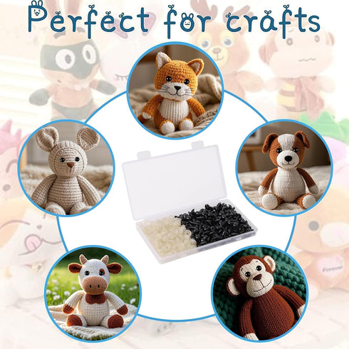 Vanblue Safety Eyes 260PCS 8mm Plastic Black Craft Eyes with Washers Teddy Bear Eyes for Amigurumi Stuffed Animals Crochet Toys Crafts Making Hall...