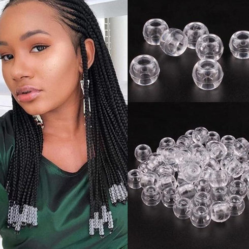 180 Pcs Medium Hole Beads 3 Colors Dreadlock Hair Braid Beads Jewelry Making Kit Clear- White -Black DIY Hair Braiding Bracelet Ornaments Round 12...