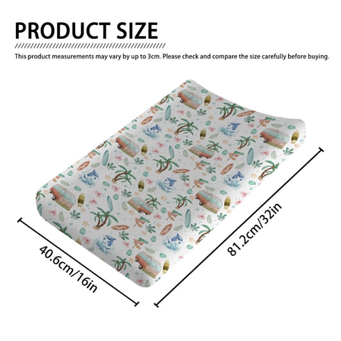 Boho Surfing Summer Beach Changing Pad Covers for Boy Girl 32''x16'' Coconut Tree Surfboard Bus Tropical Floral Leaves Wave Fitted Change Table Pa...