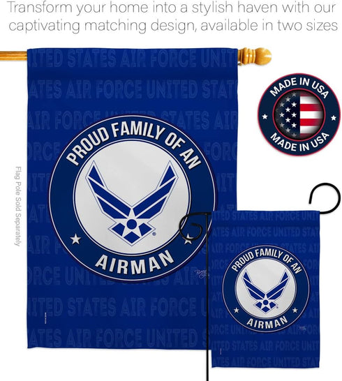 Breeze Decor Proud Family Airman Garden Flag Armed Air Force USAF United State American Military Veteran Retire Official House Decoration Banner S...