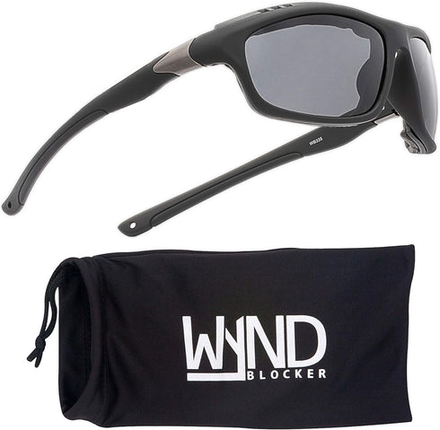 WYND Blocker Airdam Sunglasses Motorcycle Riding, Driving, Fishing, Boating Wrap (Black Matte, Smoke)...
