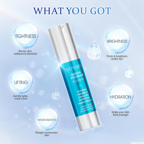 Retinol Under Eye Cream - Anti Aging Eye Cream for Dark Circles and Puffiness, Wrinkles, Fine Lines Eye Bags Treatment Skin Care Hydrates & Lifts ...