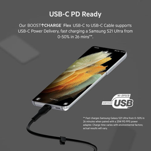 Belkin BoostCharge Flex Silicone USB-C to USB-C Cable (1M/3.3FT), MFi-Certified Charging Cable for iPhone 15 Series, Samsung Galaxy Series, Google...