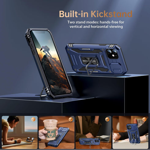 MERRO for iPhone 11 Case with Screen Protector,Sliding Camera Cover,Military-Grade Cover with Magnetic Stand Phone Case 6.1" Navy Blue......