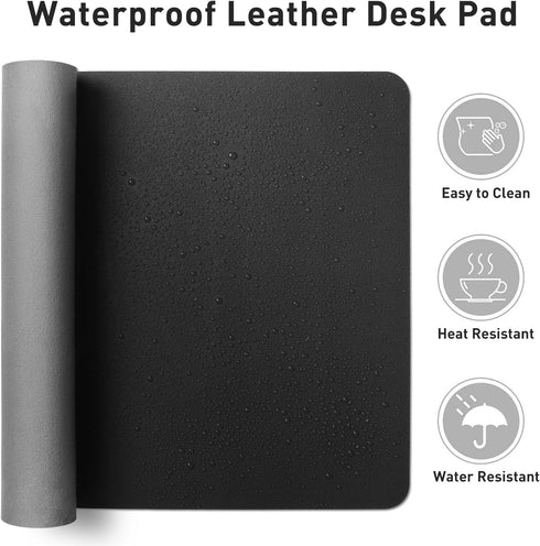Leather Desk Pad Protector, Mouse Pad, Office Desk Mat, Non-Slip PU Leather Desk Blotter, Laptop Desk Pad, Waterproof Desk Writing Pad for Office ...