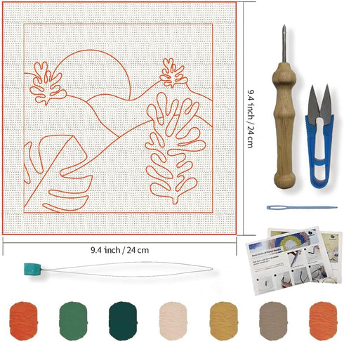BEUNITONE Punch Needle Kits for Adults Beginner Adjustable Plant Punch Embroidery Kit Square Landscape Rug Yarn Hooking Starter Kit Include Instru...