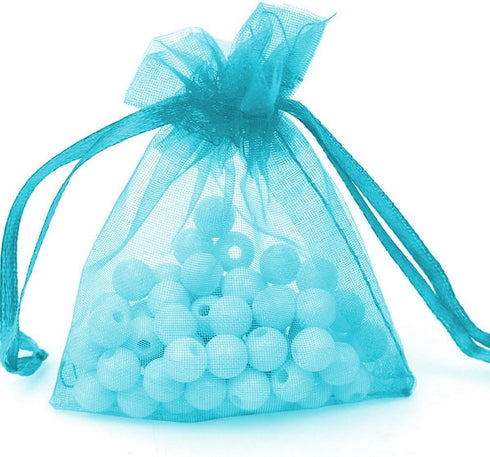100/200PCS Organza Gift Candy Sheer Bags Mesh Jewelry Pouches Drawstring Bulk for Wedding Party Favors Christmas (5" X 7"(100PCS), Teal Blue)...