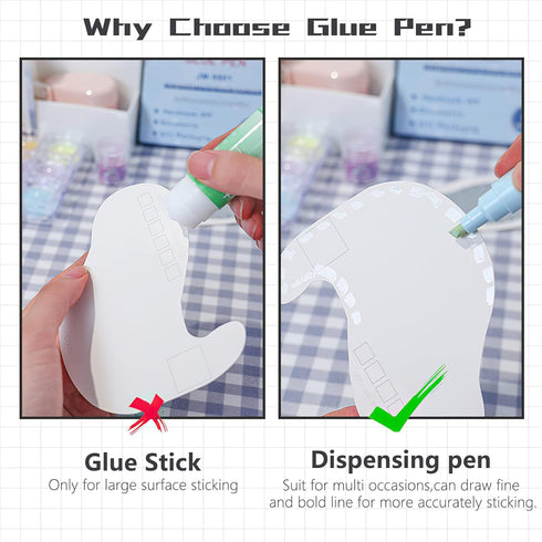 Marte Vanci Glue Pens with 12 Colours Fine Glitter Quick Dry Liquid Glue Stick Chisel Tip Glue Pen Set for Scrapbook Crafting Supplies Card Making...