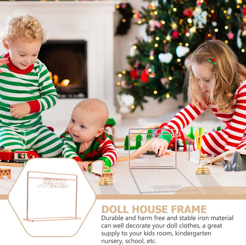 Toddmomy 1 Set Mini Doll Clothes Rack Mini Doll Clothes Hanger Doll Garment Rack with Hangers Miniature Metal Doll Hangers Doll Wardrobe Furniture...