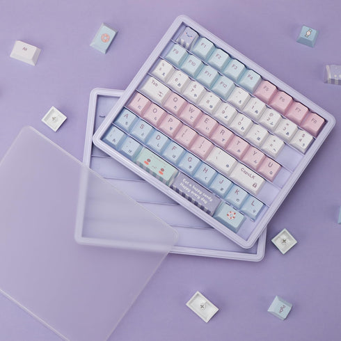 3Pcs Minimalist Keyboard Keycaps Container, ABS Clear Keycaps Case, Purple Keycap Storage Box Waterproof Dustproof Keycaps Container for Cherry/MO...