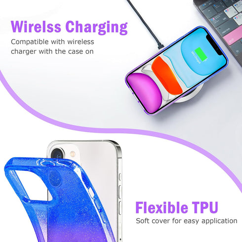 JJGoo Compatible with iPhone 11 Case, Clear Glitter Sparkle Shock Absorption Protective Phone Cases Cute Slim Thin Cover for Women Girls (6.1 inch...