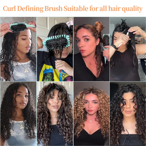 Curl Defining Brush, Boar Bristles Curly Hair Brush With Detangling Brush Styling Comb Curling Brush 3pc Set Curl Defining Brush For Curly Hair De...