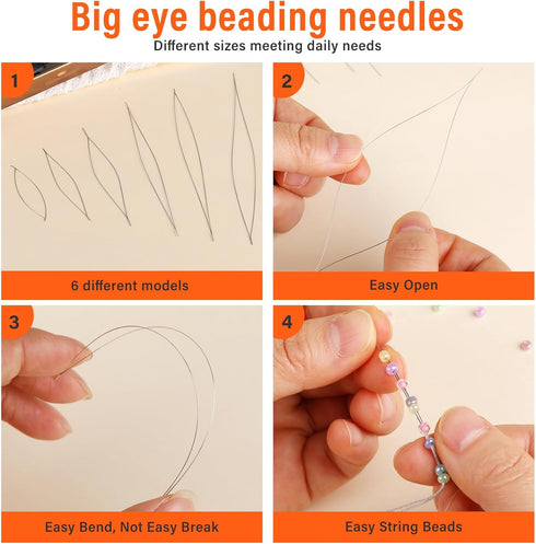 GarfxG 39 PCS Beading Needles Set - Collapsible Big Eye Beading Needles, Twisted Wire Seed Beading Needles, Straight Beading Needles and Beading T...